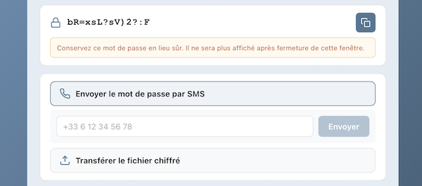 L'envoi du mot de passe par SMS
